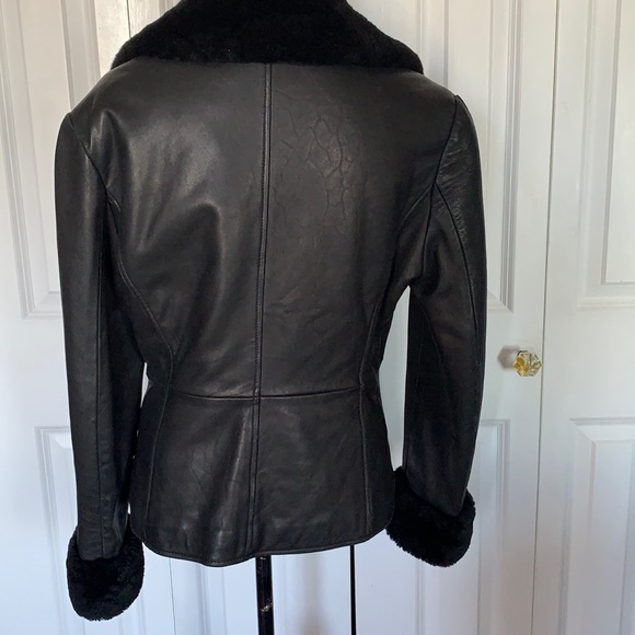 VTG Susie Tompkins Faux Fur Trimmed Genuine Leather Jacket - Picture 3 of 10